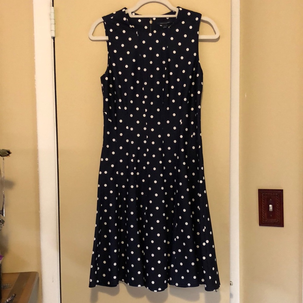 Tommy Hilfiger sleeveless navy and white polka dot dress